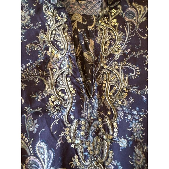 Robert Graham Blue Long Sleeve Floral Tunic Size Small - Picture 3 of 6